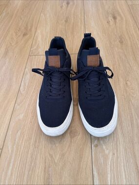 Men's Steve Madden Navy Knit Lace-Up Sneakers with White Sole
